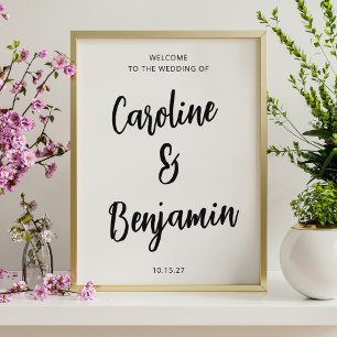 Poster Elegante Cartão de Boas-Vindas de Casamento Preto 