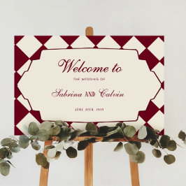 Poster Elegante Cartão de Boas-Vindas de Casamento Xadrez