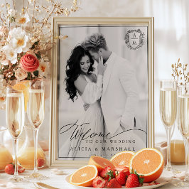 Poster Elegante Cartão Floral de Foto de Boas-Vindas ao C