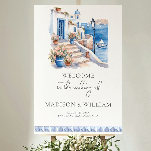 Poster Elegante Casamento Personalizado Santorini Grécia  (Criador carregado)