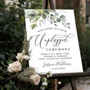 Poster Elegante Cerimônia de Casamento Unplugado Eucalypt