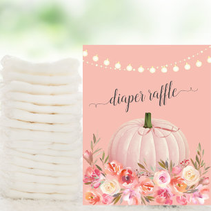 Poster Elegante Chá de Bebê de Menina com Abóbora em Dour
