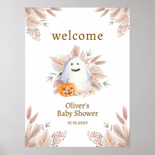 Poster Elegante Chá de fraldas Boo Boho Ghost