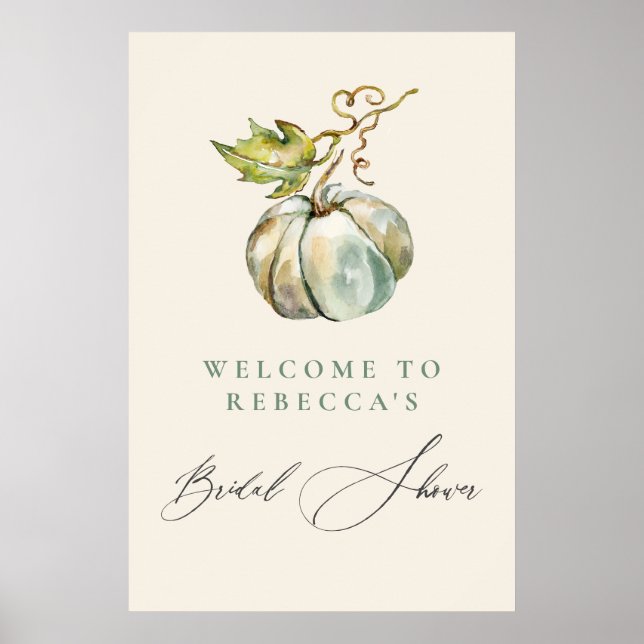 Poster Elegante Chá de panela de Caligrafia Pumpkin (Frente)