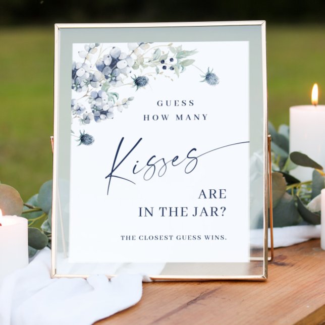 Poster Elegante Chá de panela de folhagem azul empoeirada (Criador carregado)