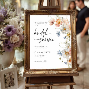 Poster Elegante Chá de panela floral bem-vindo