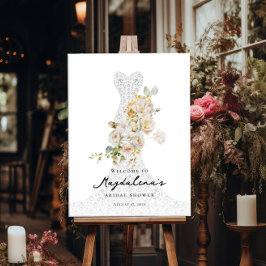 Poster Elegante Chá de panela floral bem-vindo