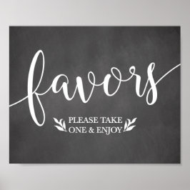 Póster Elegante Chalkboard Favorece Sinal de Decoração de