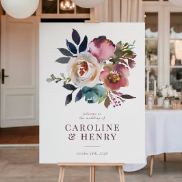 Poster Elegante Chic Romântico - Sinal de Rosa de Casamen