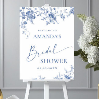 Poster Elegante Chuva de Noiva Floral Vitoriana BEM-VINDO