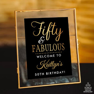 Poster Elegante Cinquenta e Fabuloso! Festa de 50 Anos