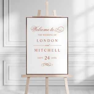 Póster Elegante clássico Terracotta Wedding Welcome