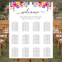 Poster Elegante Colorido Assento de casamento floral aqua