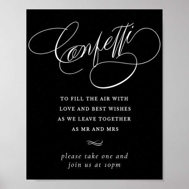 Poster Elegante Confetti White Calliografia | Favorecer a (Frente)