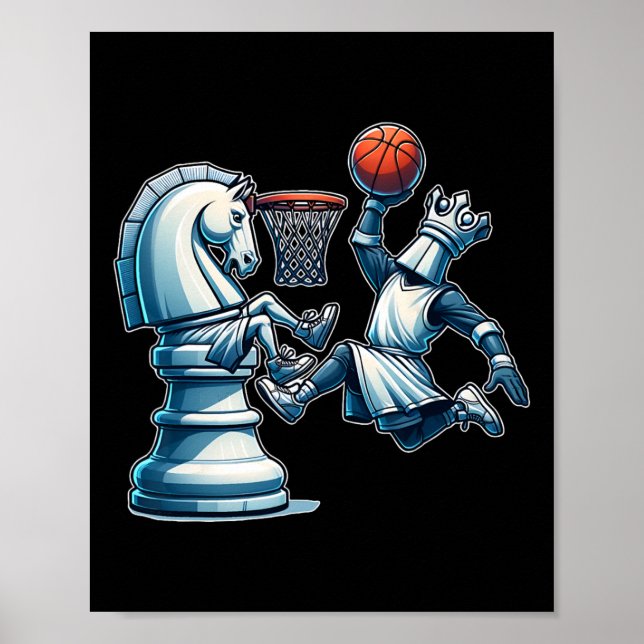 Poster Elegante Conselho de xadrez King Sketll Game (Frente)