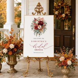 Poster Elegante convite de chá de noiva floral outonal bu