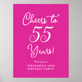 Poster Elegante cor-de-rosa para 55 anos 55 anos aniversá