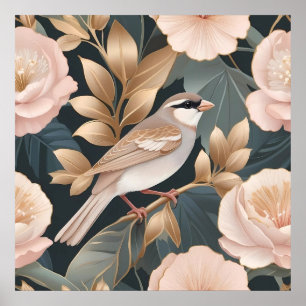Poster Elegante cor-de-rosa poeirento e Dourado