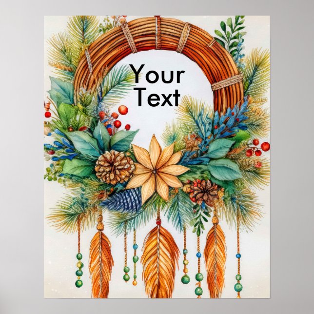 Poster Elegante Coroa de Natal Boho Caprichosa  (Frente)
