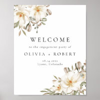 Elegante Cream Ivory Floral Noivado Sinal de Boas-