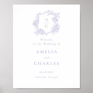 Poster Elegante Crista de Hortênsia Floral Boas-Vindas de