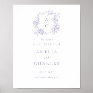 Poster Elegante Crista de Hortênsia Floral Boas-Vindas de