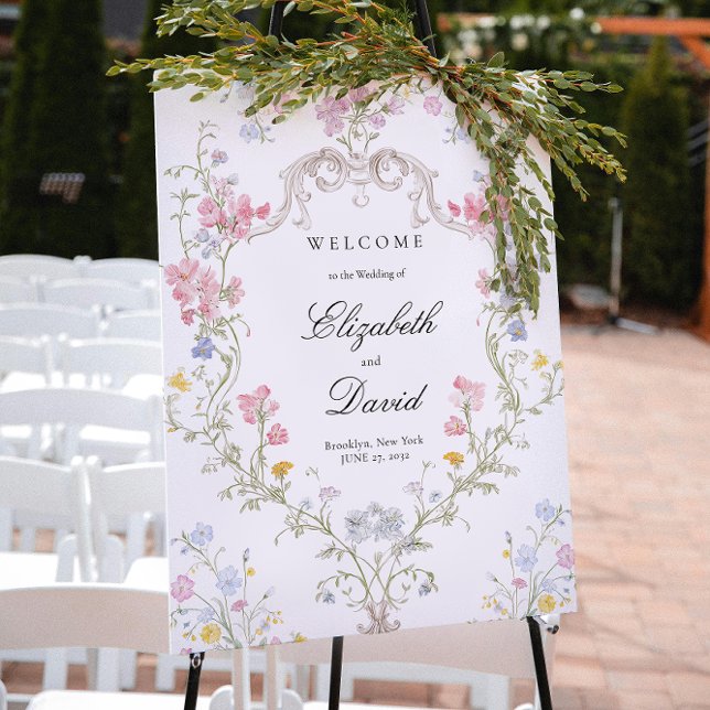 Poster Elegante Crista Floral Rococó de Boas-Vindas de Ca (Criador carregado)