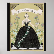 Elegante Dama Gótica Vitoriana Rosas Brancas Cardo