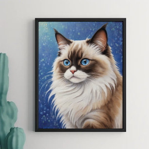 Poster Elegante de Gata de Olhos Azuis