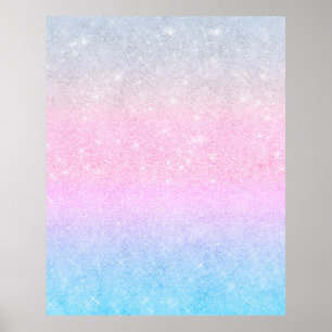 Poster Elegante Design brilhante de prata cor-de-rosa azu