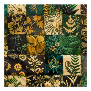 Póster ✨Elegante Design de Patchwork Botânico Floral
