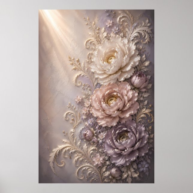 Poster Elegante Design Floral Bloom de Gelo | Luxo Estamp (Frente)