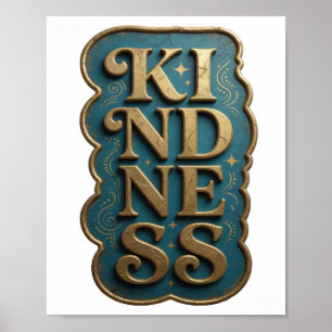 Poster Elegante Design Moderno KINDNESS a Ouro