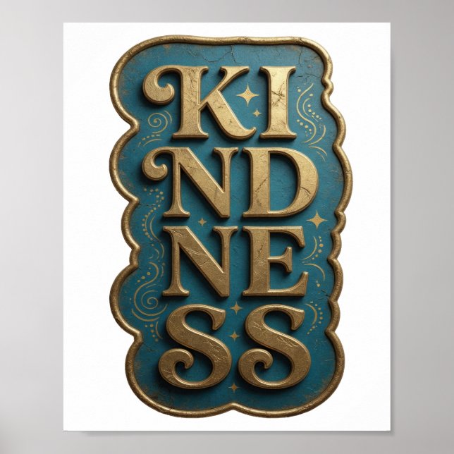 Poster Elegante Design Moderno KINDNESS a Ouro (Frente)