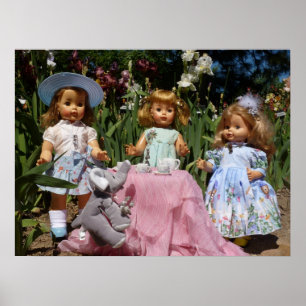 Poster elegante do tea party das bonecas do