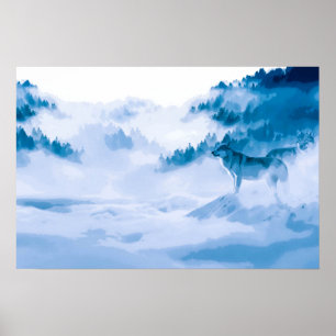 Poster elegante dos trabalhos de arte   dos lobos