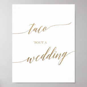 Poster Elegante Dourado Caligrafia Taco 'Sobre Um Sinal D