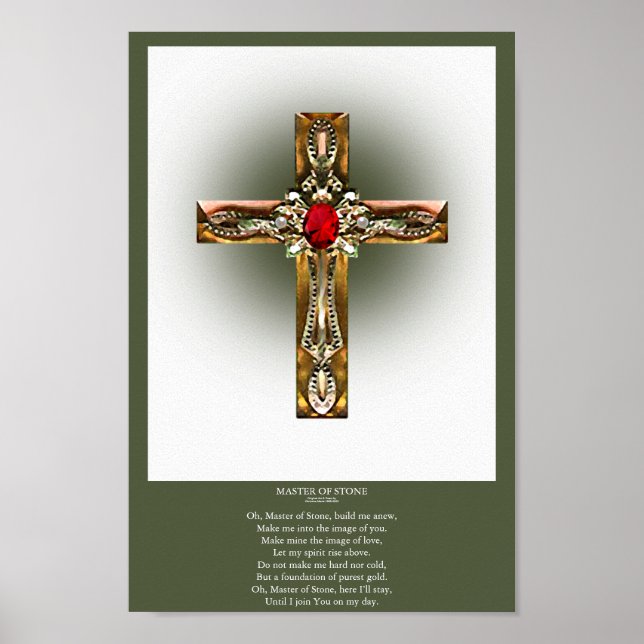 Poster Elegante Dourado e Ruby Cross (Frente)