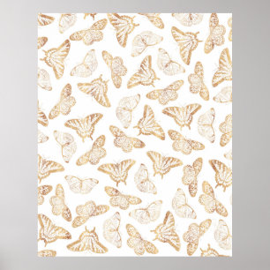Poster Elegante Dourado Glitter Butterfly Design