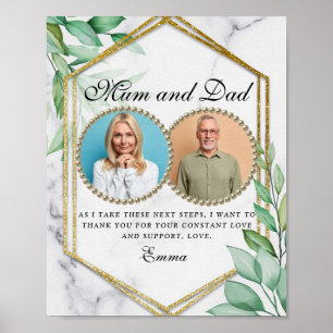 Poster Elegante Dourado Greenery Parents da Noiva