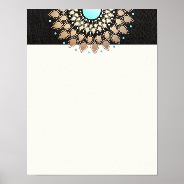 Póster Elegante Dourado Lotus Mandala (Frente)
