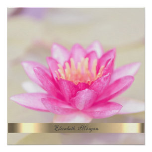 Póster Elegante Dourado Lotus, Yoga