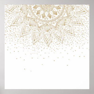 Poster Elegante Dourado Mandala Confetti Design