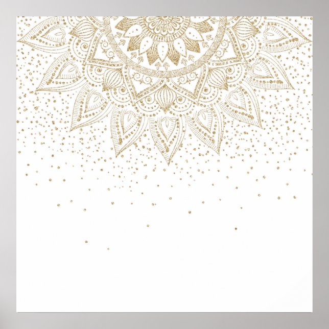 Poster Elegante Dourado Mandala Dots Design (Frente)