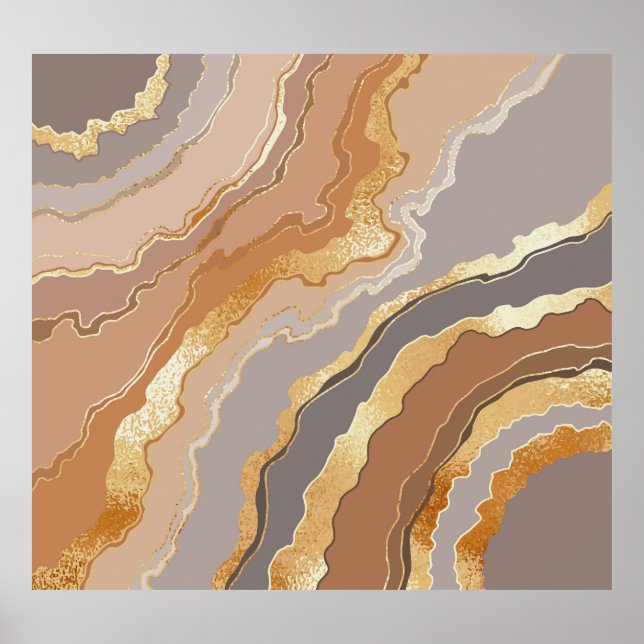 Poster Elegante Dourado Marble: Fundo Estilizado. (Frente)
