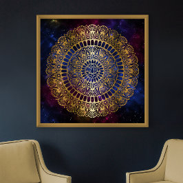 Poster Elegante Dourado na Nebulosa Escura Lotus Henna Ma