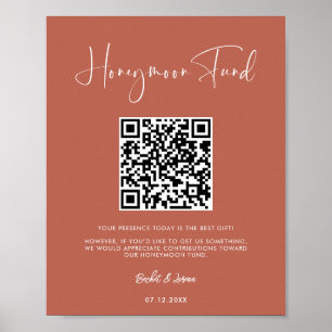 Poster Elegante e moderno terracotta Honeymoon Fundo QR