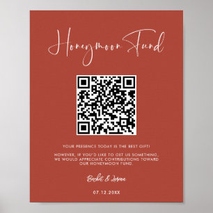 Poster Elegante e moderno Terracotta Honeymoon Fundo QR