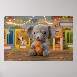 Poster Elegante Elefante Crochê no Zoológico 