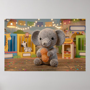 Poster Elegante Elefante Crochê no Zoológico